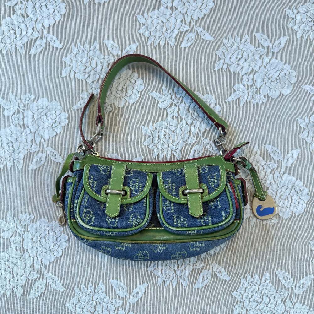 Vintage Y2K Dooney & Bourke Denim Monogram Shoulder Bag